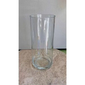 Vintage Create And Barrel Clear Classic Large Cut Glass Design Tall Flower Vase